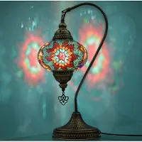 Halay Lampe de table Mozaiek Zwanenhals, lampe de nuit artisanale de style marocain pour chambre à coucher et salon