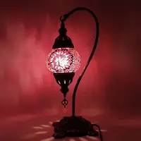 Halay Lampe mosaïque turque - Lampe de table artisanale avec col de cygne - Ø 12 cm, hauteur 43 cm - Authentique et colorée