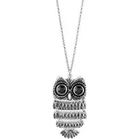 Elli Womens necklace with owl pendant 925 sterling silver with crystals 70 cm Faceted crystal swarovski, (Argent sterling 925)