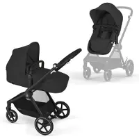 Cybex Poussette EOS Basic 2 en 1 avec châssis noir et nacelle Moon noire