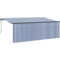 vidaXL Store rétractable bleu et blanc 350 x 200 cm