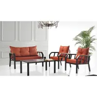 Xl Moebel Gmbh Groupe de sièges Salon de jardin Siège Orange Table basse Set 4pcs Canapé