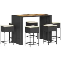 vidaXL Ensemble bar de jardin 7 pièces avec coussins noir Poly rotin