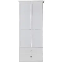 Ebuy24 BrandsonBaxter Armoire 2 portes, 2 tiroirs, blanc.