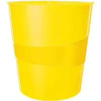 Leitz corbeille à papier wow, en plastique, 15 litres, jaune noir