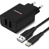 Swissten alimentatore da rete smart ic 2x usb 2,1a power + cavo usb - 22058000