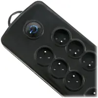 Qoltec Multiprise de protection contre les surtensions | 8 prises | 2,5 m | Noir
