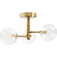 Beliani Plafonnier 3 lumières laiton verre et fer métal charme moderne éclairage salon