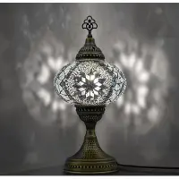 Halay Lampe de table Mozaiek, veilleuse artisanale, lampe Tiffany turco-arabe pour chambre à coucher, bureau et salon