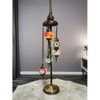 Halay Lampadaire pour le salon avec 5 boules en verre colorées faites à la main – Lampadaires orientaux
