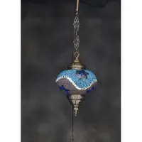 Halay Suspension Mozaïek - Lampe turque et marocaine faite main - Ø 19 cm, hauteur 53 cm, LED E14 incluse
