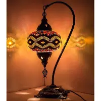 Halay Lampe de table turque artisanale, modèle arqué, multicolore - Lampe mosaïque orientale, hauteur 43 cm