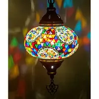 Halay Lampe suspendue Mozaïek - Lampe orientale turque faite main - Ø 15 cm, hauteur 53 cm - Authentique et colorée