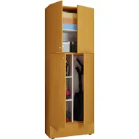 VCM Armoire à balais en bois | 6 compartiments | Dimensions : H. 200 x W. 70 x D. 39 cm | Armoire de ménage | Armoire polyvalente | Tiroir supplémentaire - Lona