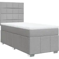 Syfax Sommier à lattes de lit avec matelas Gris clair 90x200 cm Tissu