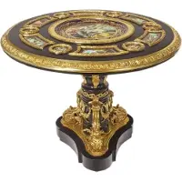 Demotex GmbH Casa Padrino Table de salle à manger baroque noir / multicolore / or - Table de salle à manger somptueuse en bois massif de style baroque - Meubles de salle à manger baroques - Noble et somptueux