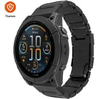FIXED Titan Clock Block Garmin Quickfit 26mm Smart Clock, schwarz (26 mm, Acier inoxydable, Métal, Titane), Sangles de montre, Noir