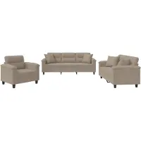 Super Merchant Ensemble de canapés 3 pièces avec coussins Taupe microfibre tissée