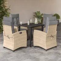 Prolenta Maison Exclusive - Ensemble à manger de jardin coussins 5 pcs mélange beige rotin