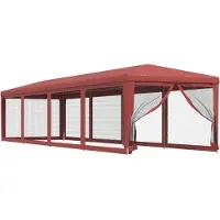 vidaXL Tente de réception avec 10 parois latérales en maille rouge 3x12 m HDPE