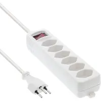InLine 16451X Multiprise SUISSE, 6x, avec interrupteur, 1,5m, blanc