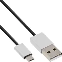 InLine 31750I Câble Micro-USB 2.0, USB-A prise à Micro-B prise, noir/alu, flexible, 5m