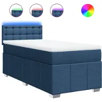 vidaXL Lit boxspring avec matelas bleu 90x200 cm Tissu