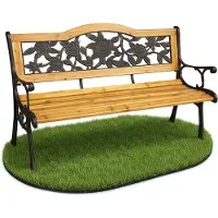 Akord Banc De Jardin Rose Noir/Bois Naturel 125X52X76