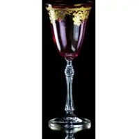 Casa Padrino Luxus Barock Weinglas 6er Set Rosa / Gold Ø 9 x H. 21,5 cm - Verres à vin gravés et peints à la main - Accessoires pour hôtels et restaurants - Qualité de luxe