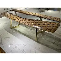 AEA XXL Table de salle à manger Table de cuisine en résine époxyde Grand bois brun