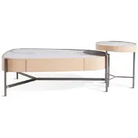 Xl Moebel Gmbh Salon Set 2x table basse beige moderne de luxe en acier inoxydable