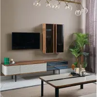 Xl Moebel Gmbh Meuble-paroi Support TV RTV Lowboard Sideboard Marron Bois Armoire Moderne
