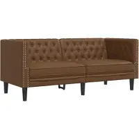 vidaXL Ensemble de canapé Chesterfield 3 pièces brun similicuir