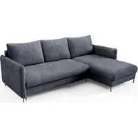 Bettso Canapé d'angle fonctionnel BELIS BOUCLE avec tissu doux et fonction sommeil bleu foncé