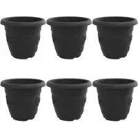 vidaXL Pot À Fleurs Rond 6 Pcs Noir Ø 26 X 21,5 Cm Plastique