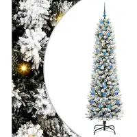 vidaXL Sapin de Noël artificiel avec 300 LED Vert et blanc 210 cm