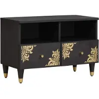 vidaXL Meuble TV avec étagère Noir 70 x 33 x 46 cm Bois massif Mango