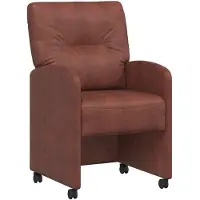 vidaXL : 2 chaises de salle à manger avec roulettes, revêtues en similicuir, couleur marron brillant