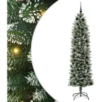 vidaXL Arbre de Noël artificiel slim avec 300 LED Vert et blanc 210 cm