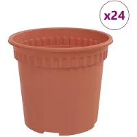 vidaXL Pot À Fleurs Rond 24 Pcs Rouge Brique Ø 15 X 12 Cm Plastique