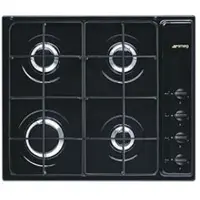 Smeg S64SN Table de cuisson à gaz encastrable, 60 cm, 4 brûleurs, noir