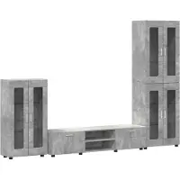 vidaXL Ensemble de meubles TV avec étagère FLORIN, 3 pièces, gris béton, aggloméré