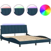vidaXL Cadre de lit avec LED sans matelas "Hanko" bleu 160x200 cm velours