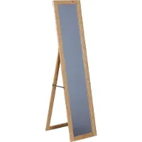 Relaxdays Miroir , 155 x 37 cm, miroir sur pied et miroir mural 2 en 1, cadre en bambou, couloir, salon, chambre à coucher, couleur naturelle