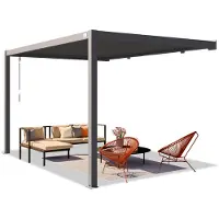 TOOLPORT PRIMEYARD Pergola adossée 3x4 m poteaux en aluminium avec lames orientables en acier pergola murale anthracite