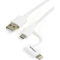 StarTech.com .com Câble Lightning 8 broches ou Micro USB vers USB de 1 m - Cordon de charge / synchronisation - Blanc