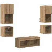 vidaXL : 8 supports muraux pour téléviseur, en bois stratifié imitation chêne artisanal