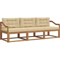 vidaXL Ensemble de canapés d'extérieur avec coussins 3 pièces Nature et Beige