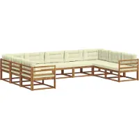 vidaXL Ensemble de salon de jardin 9 pièces, couleurs naturelles et crème