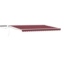 vidaXL Store électrique rétractable rouge bordeaux et blanc 5 x 3 m